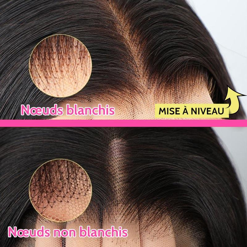 Perruque frontale en dentelle pré-décolorée 13x6, cheveux humains lisses, naissance des cheveux naturelle pré-épilé